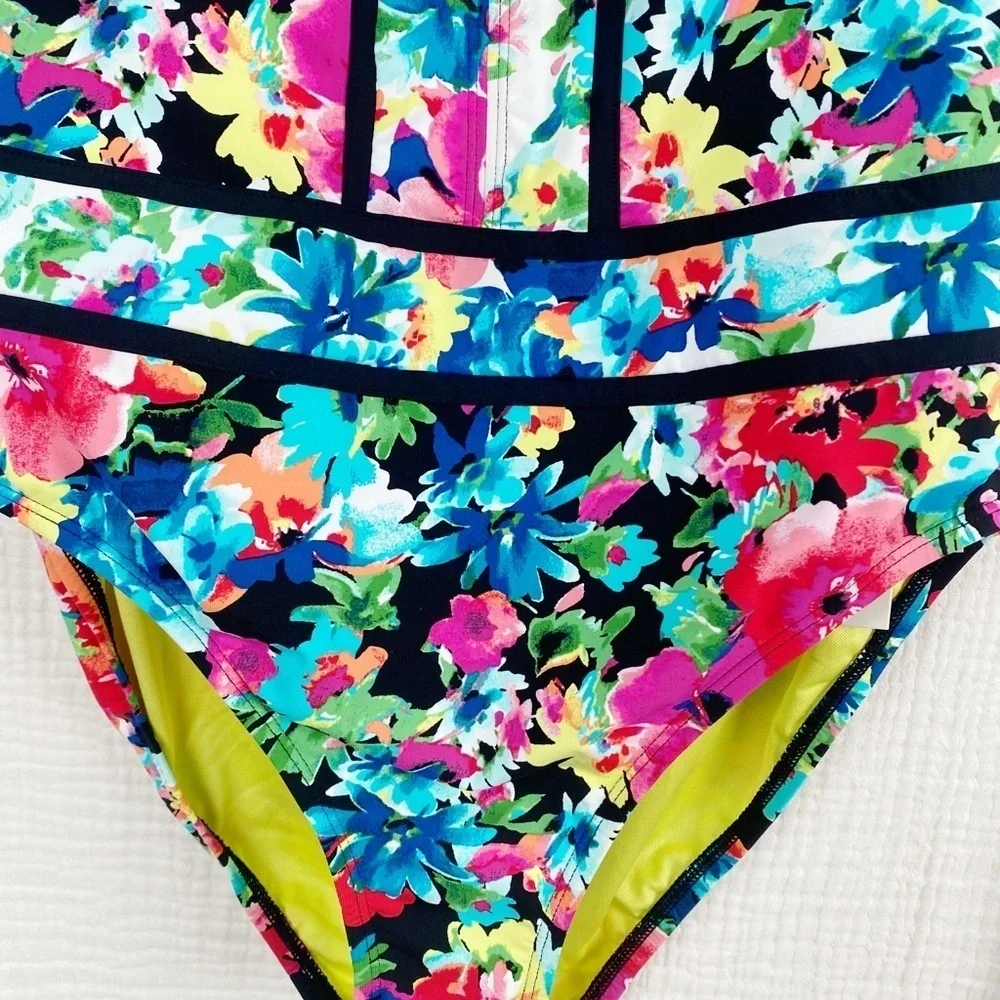 NWT BLEU ROD BEATTIE TWO OF A‎ KIND MULTICOLOR FLORAL ONE PIECE​​​​​ - Picture 5 of 10